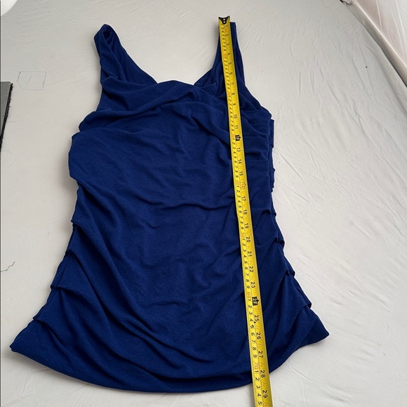 Express blue ruched stretch modal blend sleeveless top - Picture 6 of 10